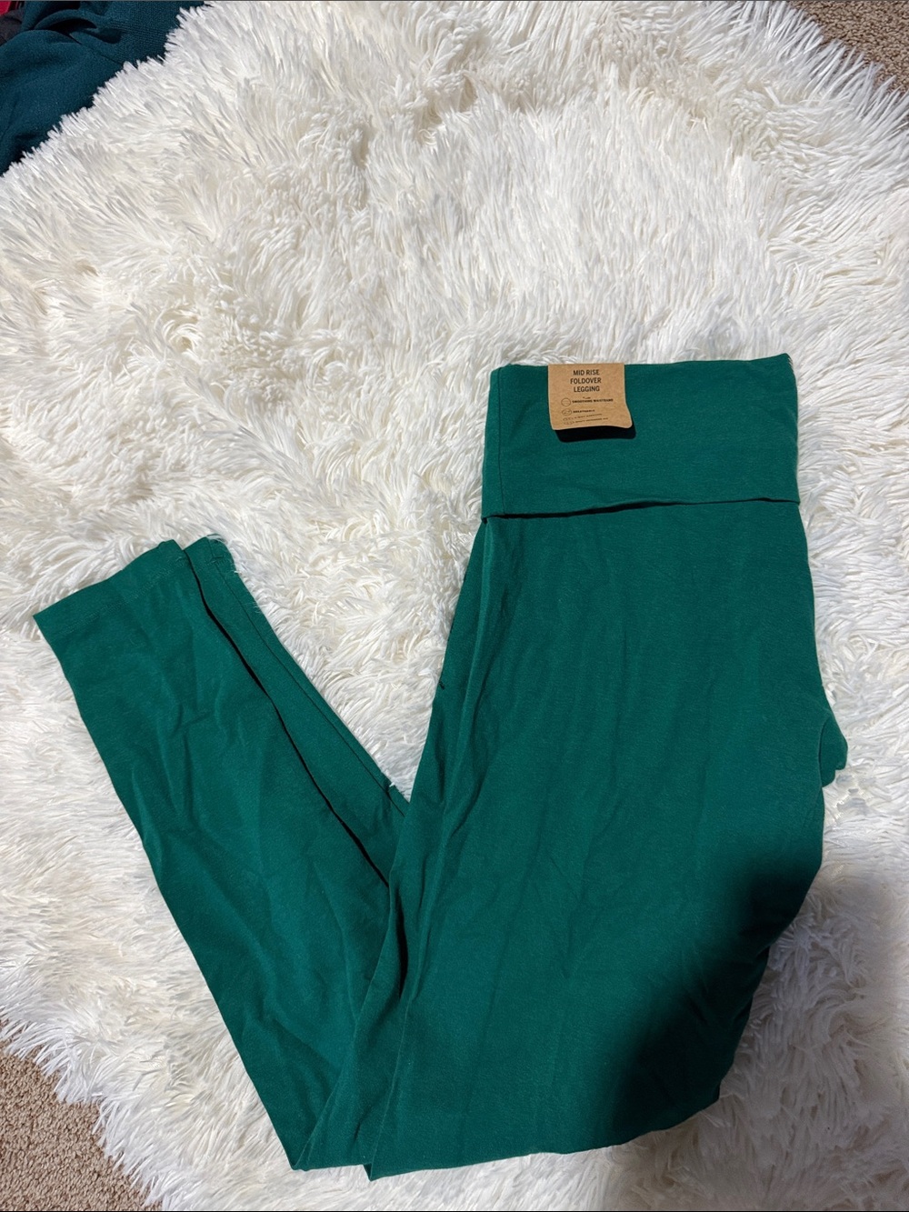 PINK Victoria's Secret Emerald Green Fold-Over Waist Leggings